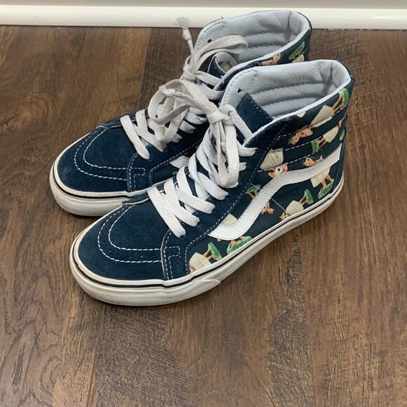 Vans Hawaiian Hulu Doll Navy/White Sk8-Hi Sneakers - Picture 1 of 10